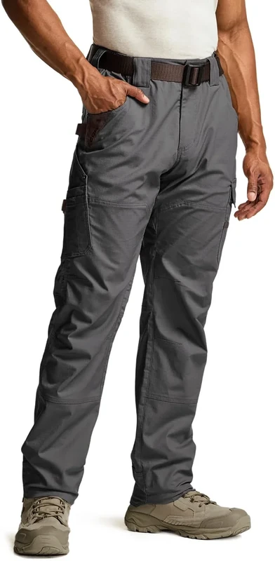 CQR Men's Quick Dry Work Pants, Water Resistant Outdoor Tactical Pants, Lightweight Stretch Cargo Hiking Pants, Dura Flex Pants Charcoal, 34W x 34L