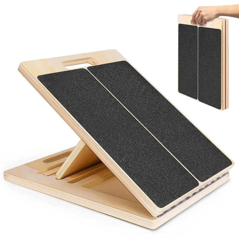 NORBASE Portable Wooden Slant Board - Incline for Calf Stretch