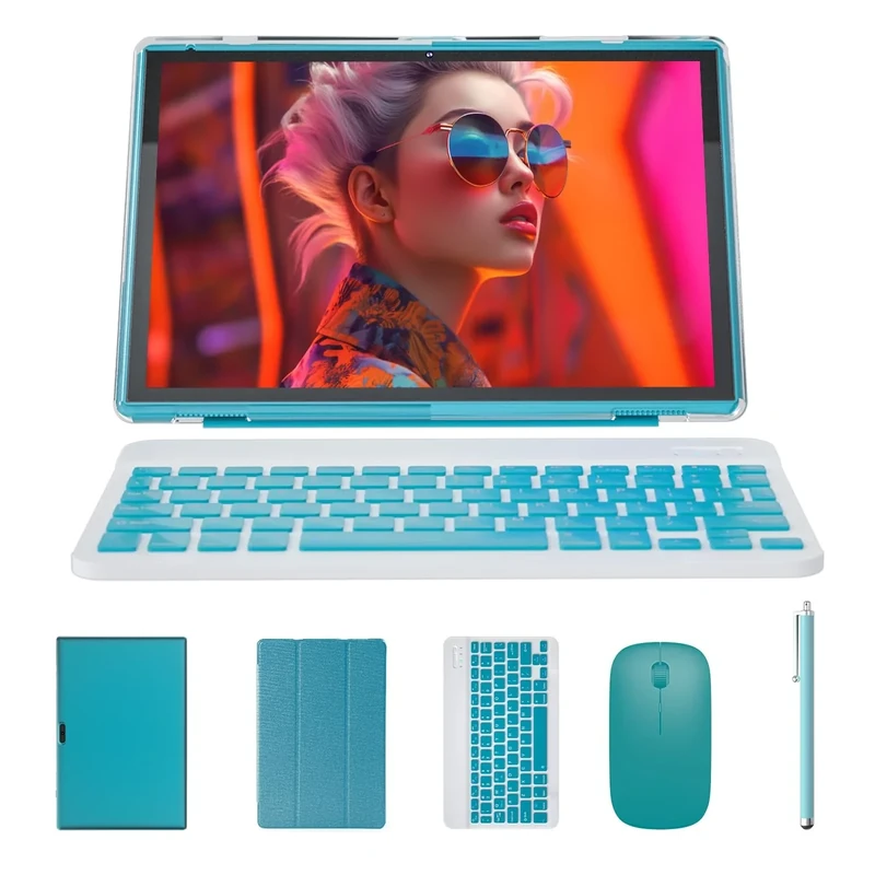 Tablet 2 in 1 Android 15 Tablet with Keyboard 10 inch Tabletas, Include Mouse Stylus Pen Case, 6000mAh 8GB+32GB ROM 1TB Expandable Tableta, 2MP+8MP Dual Camera, WiFi-6 BT Tablets PC.