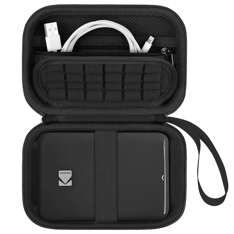 Supmay Hard Carrying Case for KODAK Step Instant Smartphone Photo Printer - Portable Mini Color Wireless Mobile Printer, Zipper Mesh Pocket for USB Cable, Photo Paper, Black