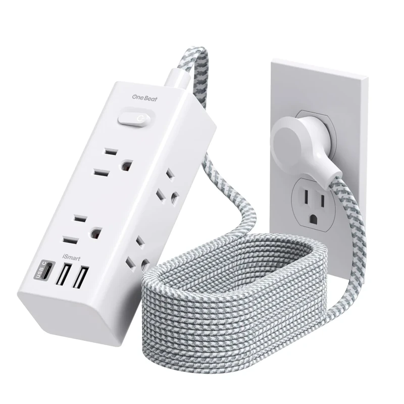 One Beat 15ft Surge Protector Power Strip - 6 Outlets, 3 USB & USB-C