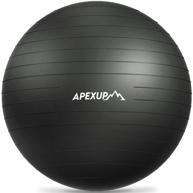APEXUP Yoga Ball Exercise Ball Anti Slip Heavy Duty for Fitness, Balance & Core Workout, Balance Training, Pregnancy & Physical Therapy, 5 Sizes (L (23"~26") 65cm, Black)