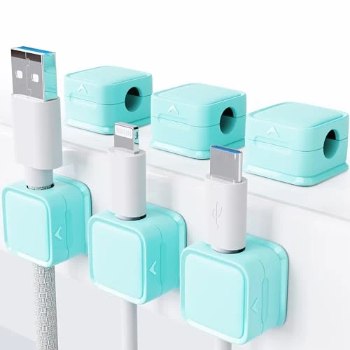 smofish Magnetic Desk Cable Clips - 6 Pack Strong Adhesive Organizer