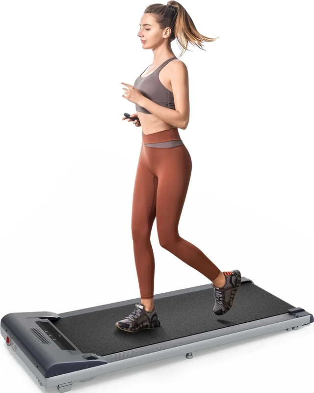 UMAY LONTEK Electric Treadmill Motor Exceeds 3500 Hours, Silent Office Walking Mat Equipped with Bluetooth APP and LCD Screen, Walking Pad 1-6 km/h, P1 Grey - Image 1
