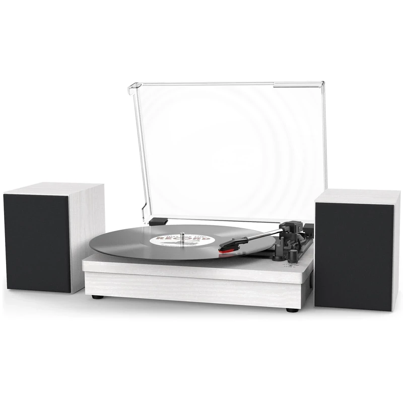 WOCKODER Record Player for Vinyl with Speakers, 3-Speed Vinyl Record Player with Dual Stereo Speakers Support Wireless Connection RCA Output Aux in USB Vintage Design Turntable, R612