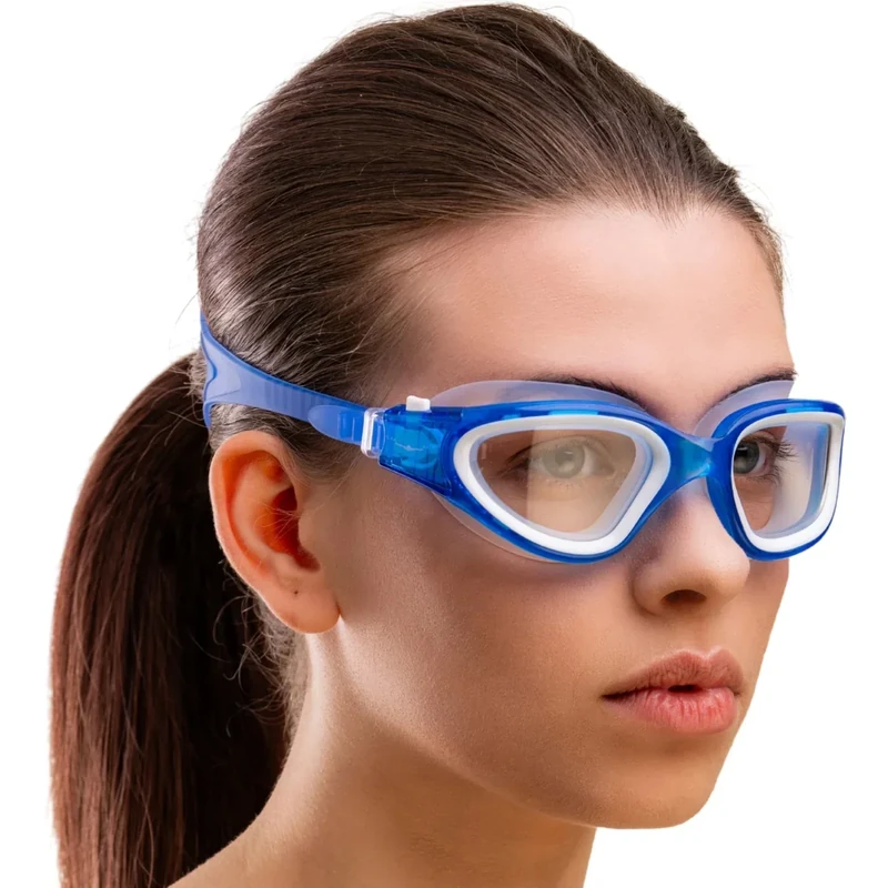 AqtivAqua Transition Swim Goggles Swimming Goggles for Adult Men Women Kids 6-14 Youth Girls Boys Childrens DX-H (Transparent Blue, Blue case, Photochromic lens)