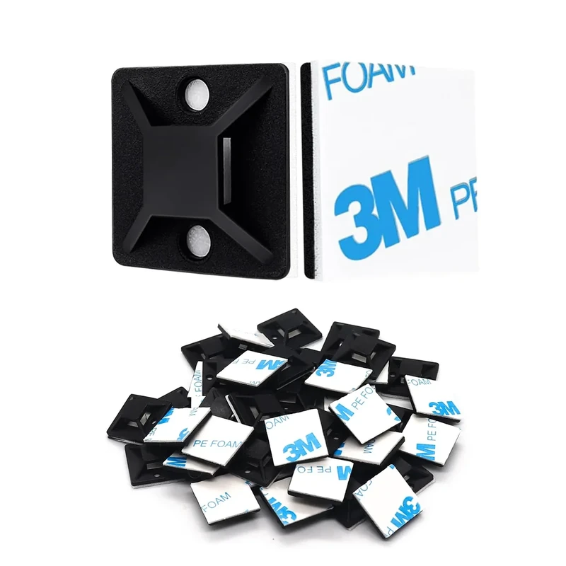 3/4" Zip Tie Mounts - 120PCS Self Adhesive Cable Tie Mounts Wire Cable Anchors Squares Holders for Cable Management Outdoor Indoor (120PCS- 3/4INCH, Black)