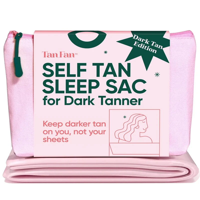 Tan Fan Self Tan Sleep Sac – Dark Tan Edition (Pink) – Protect Sheets From Dark Tanner - No Transfer Guarantee – 100% Silky Cool, Thicker Bottom, Lightweight Top, Foot Openings – Large Roomy Comfy