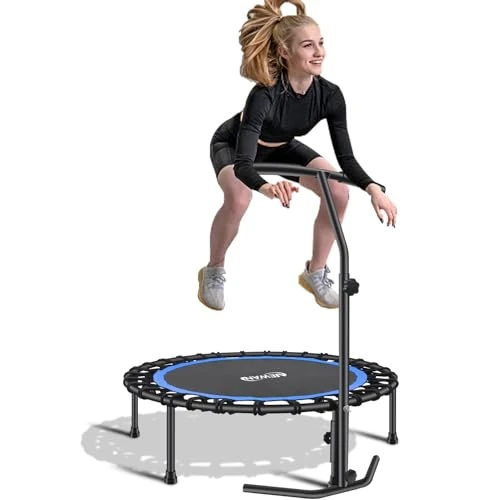 Newan 40"-48" Silent Mini Trampoline Fitness Trampoline Bungee Rebounder Jumping Cardio Trainer Workout for Adults-Max Limit 330lbs
