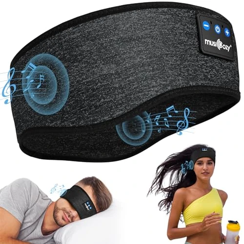 MUSICOZY Sleep Headphones Bluetooth Headband 5.4 Wireless Headband Headphones for Sleeping for Side Sleeper with Ultra-Thin HD Stero Speaker for Workout