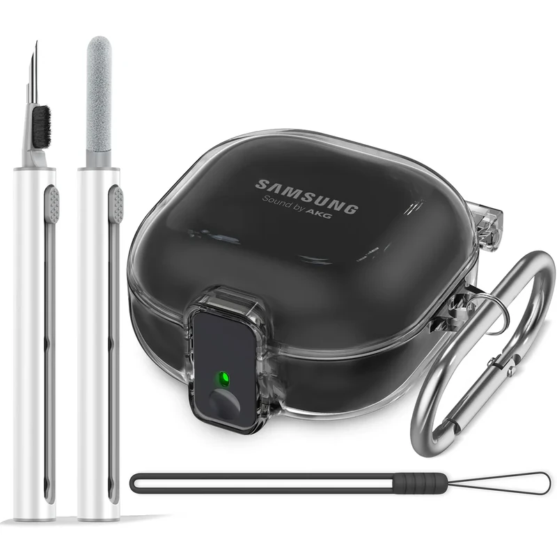 Inesore Galaxy Buds Case with Safety Lock - Protector & Cleaner Kit (Black)