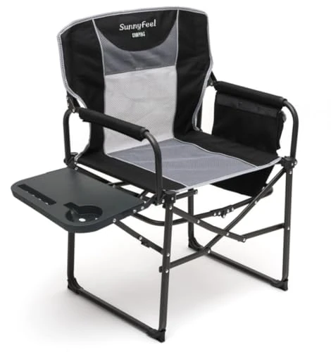 SUNNYFEEL Camping Directors Chair, Heavy Duty,Oversized Portable Folding Chair with Side Table, Pocket for Beach, Fishing,Trip,Picnic,Lawn,Concert Outdoor Foldable Camp Chairs