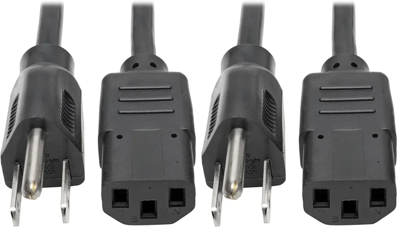 Tripp Lite Standard Computer Power Cord 10A,18AWG (NEMA 5-15P to IEC-320-C13) 10-ft.(P006-010) Black (Pack of 2)