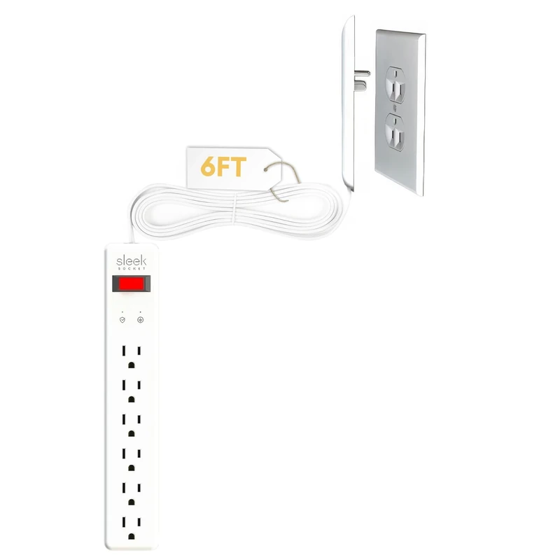 Sleek Socket Outlet & Cord Concealer Kit - Flat Surge Protector
