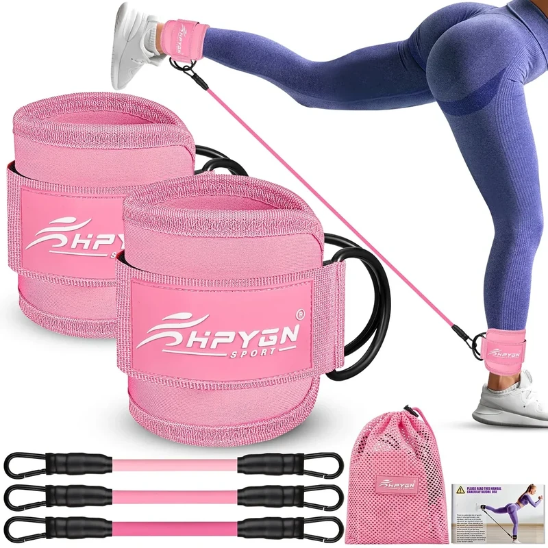 HPYGN Ankle Resistance Bands, Ankle Bands for Working Out, Leg Glutes Training Workout Equipment for Women, Exercise Bands with Cuffs, Kick Back Ankle Strap Set for Home Gym