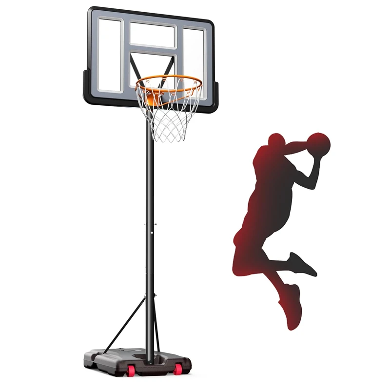 IGL Portable Basketball Hoop, 5.6-10FT Adjustable Basketball Goal System, 44 Inch Outdoor Basketball Hoop & Goals for Kids, Youth, and Adults in The Backyard, Driveway with PC Backboard (Black-2)