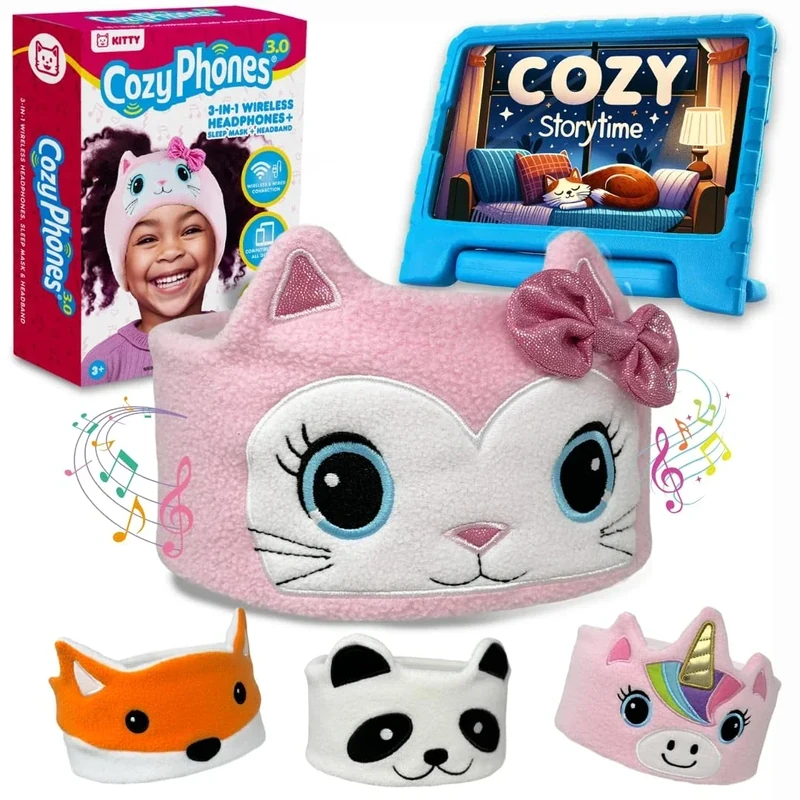 CozyPhones Toddler Wireless/Wired Headphones - Safe Volume, Bag