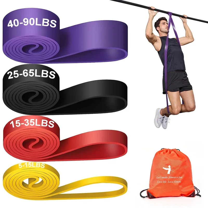 YONKFUL Pull Up Assistance Bands Set 5 LBS - 90 LBS, Long Resistance Bands for Pull Ups Working Out, Gym Workout Bands for Men Exercise Muscle Training and Shape Body - Carry Bag Included