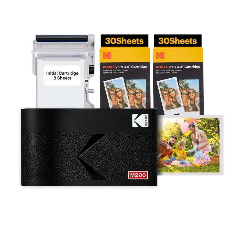 KODAK Mini 2 ERA 4PASS Portable Photo Printer, 2.1x3.4 inches, 68 Sheets Bundle, Black