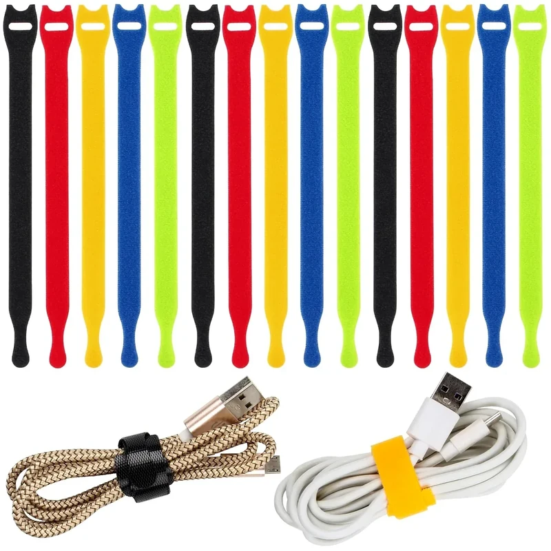 OneLeaf 120PCS Ties with Hook & Loop - Colorful Wire Management