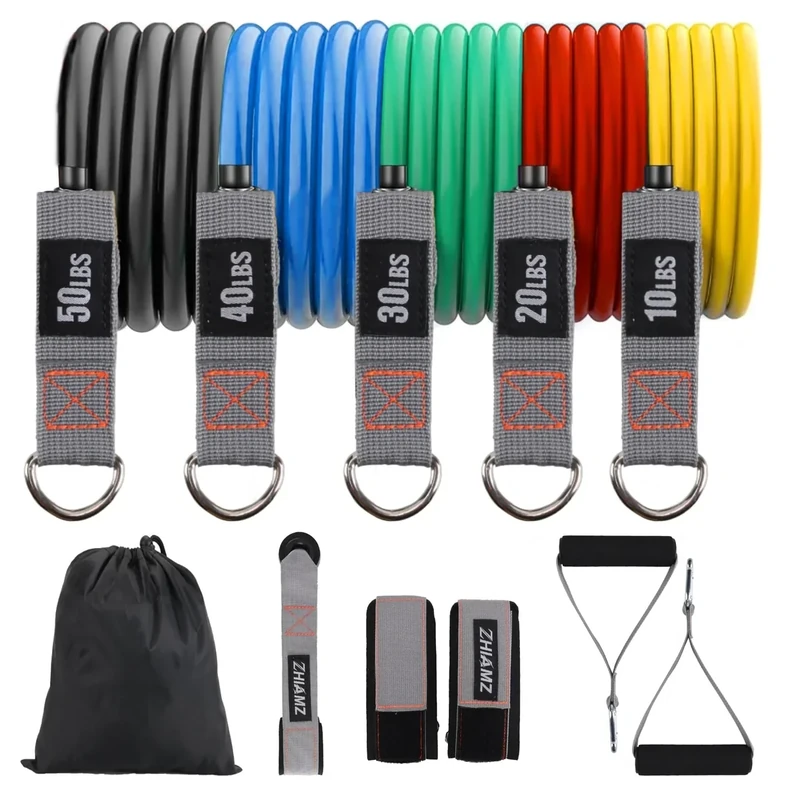 Resistance Bands with Handles, Single Resistance Bands, Exercise Bands with Handles, for Resistance Training, Physical Therapy, Home Workouts, Fitness, Pilates, TPE