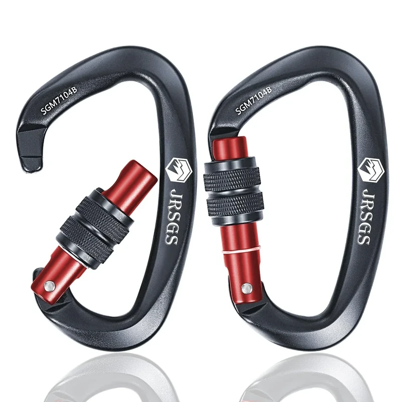 JRSGS 25KN Locking Climbing Carabiner Clips, UlAA Certified Rockclimbing Carabiner,Heavy Duty Carabiners Equipment,Large SizeCarabiner for Climbing, Rappelling,Hunting and Rescue