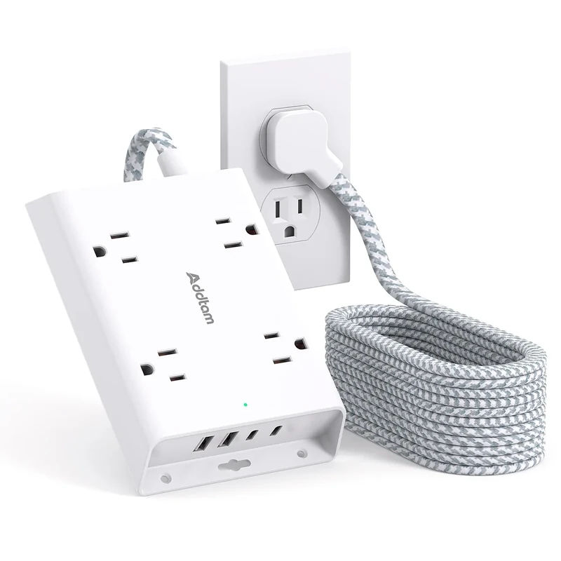 Addtam 15ft Surge Protector Power Strip with 4 USB-C & 4 Outlets