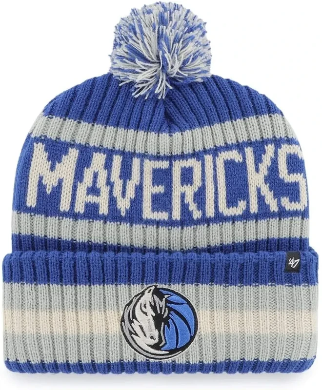 47 NBA Unisex-Adult Primary Logo Bering Cuffed Knit Pom Beanie Hat (Dallas Mavericks)