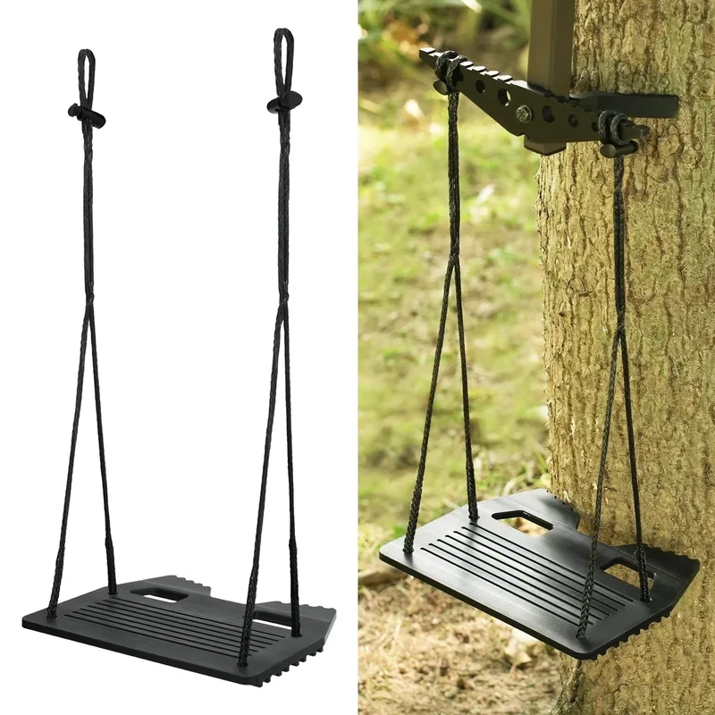 ZIVOXIA Climbing Stick Aider for Hunting, Step Plate with Amsteel Daisy Chain Rope, Single Step Aider 9”x 7.5” Large Foot Plate, Made of Ultra-High-Strength Elastic Plastic