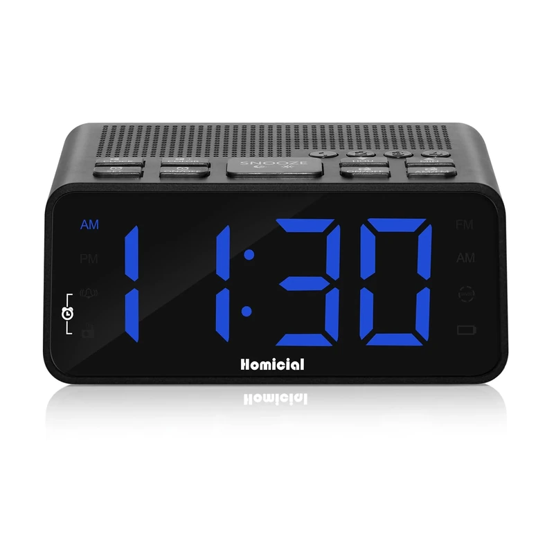 Homicial Alarm Clock Radio - 1.4" LED, AM/FM, Snooze, Battery/Plug