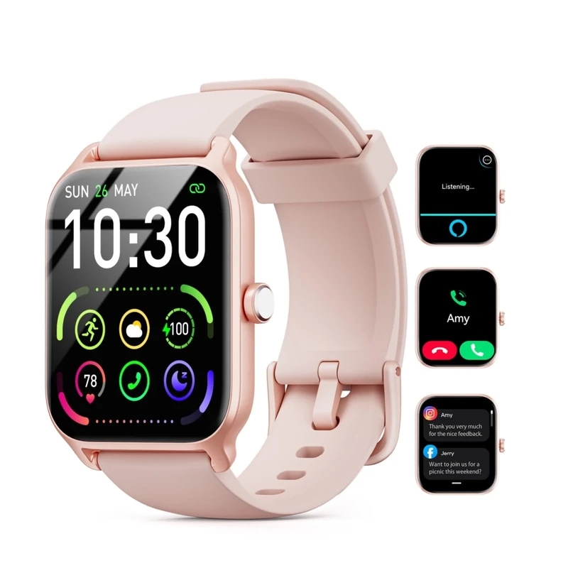 WMK 1.85" Alexa Watch for Women - Calls, Heart Rate & SpO2, 120+ Modes