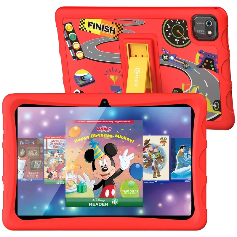 Contixo 10" Kids Tablet - K103 Android Learning Tablet with Exclusive 80 Disney Storybooks (Value $350), 32GB Storage, WiFi, Parental Controls & Kid-Proof Case - Red (Boy & Girls)