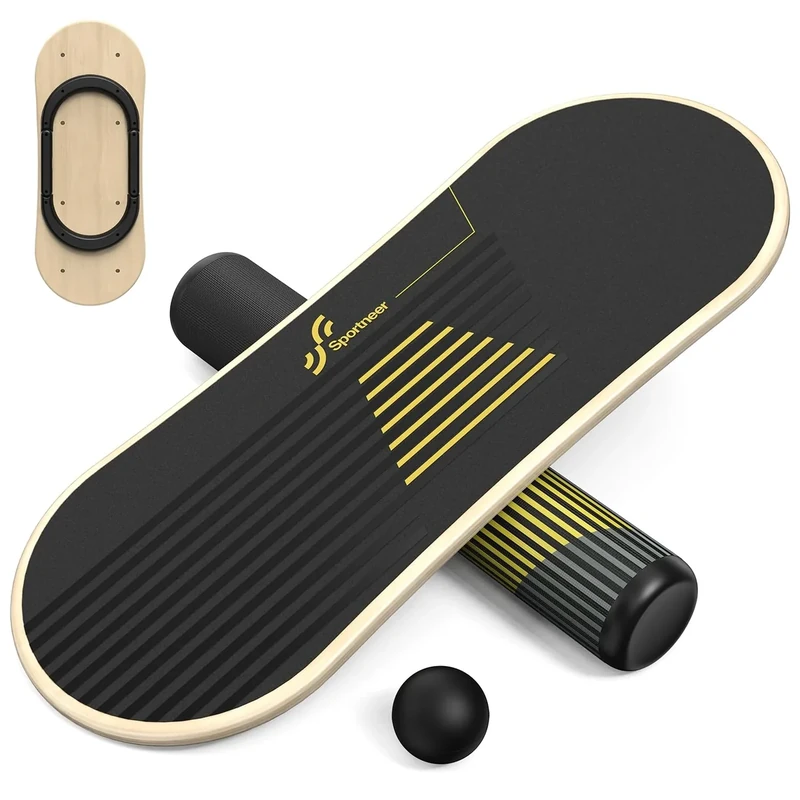 Sportneer Balance Board - 7 Modes Wobble Board with Adjustable Stoppers, Roller and 2.8'' Ball Included - Exercise Balancing Stability Trainer for Improve Balance, Surf Trainer & Physical Therapy