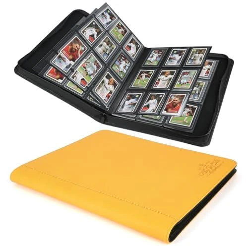 Toploader Binder,Toploader Hard Cases, 9-Pocket Pages Sleeves Hold up 288 Cards.Toploader Card Binder with Sleeves for “3×4” rigid，Card Holder(yellow)