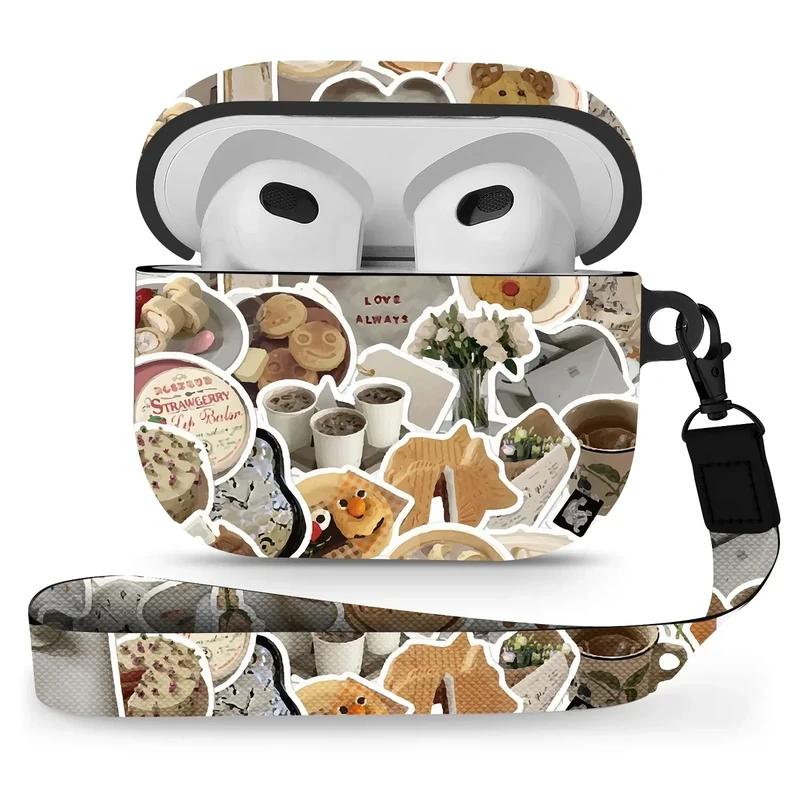 Maxjoy Compatible with AirPods 3rd Generation Case Cover, Cute Flowers Soft Protective for AirPod Gen 3 Charging Case,Cookies Lanyard