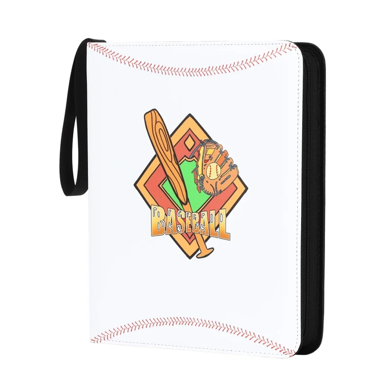 Zettokete Baseball Card Binder 4 Pocket - Holds Up to 400 Cards, Zippered Binder with Carry Handle for Baseball Cards Collectors