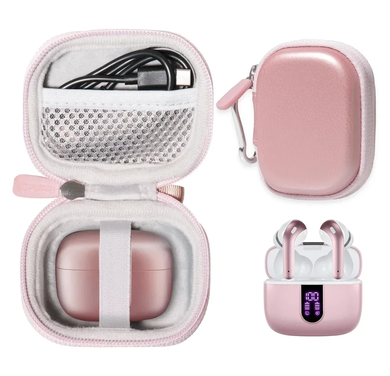 CaseSack Rose Gold Case for TAGRY X08 Earbuds - Mesh Pocket
