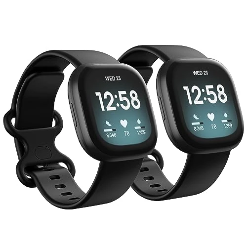 Dr.Sept Waterproof Bands 2 Pack for Fitbit Versa 3/4 & Sense Black