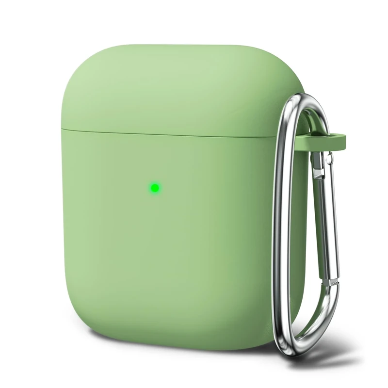 Oakxco for Airpods Case Silicone, Cute Girly Hard Shell Airpods 1st 2nd Generation Case with Keychain, Colorful Rubber Soft TPU Plastic Trendy Aesthetic Airpods Cover for Women Men, Sage Green