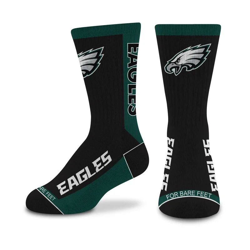 For Bare Feet NFL PHILADELPHIA EAGLES MVP Crew Sock Team Color Youth - Image 1