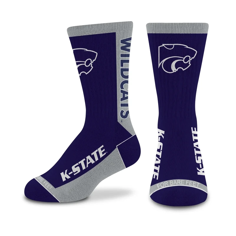 For Bare Feet NCAA KANSAS STATE WILDCATS MVP Crew Sock Team Color Youth