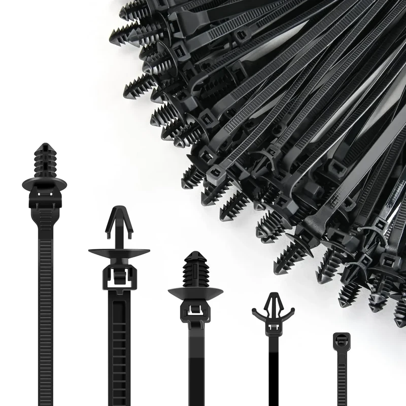 GOOACC Push Mount Cable Zip Ties Heavy Duty Nylon Push Mount 5 Most Popular Sizes Self Locking Cable Strap Assortment for Indoor Outdoor Wire Tying Construction Auto ect -160 Pcs