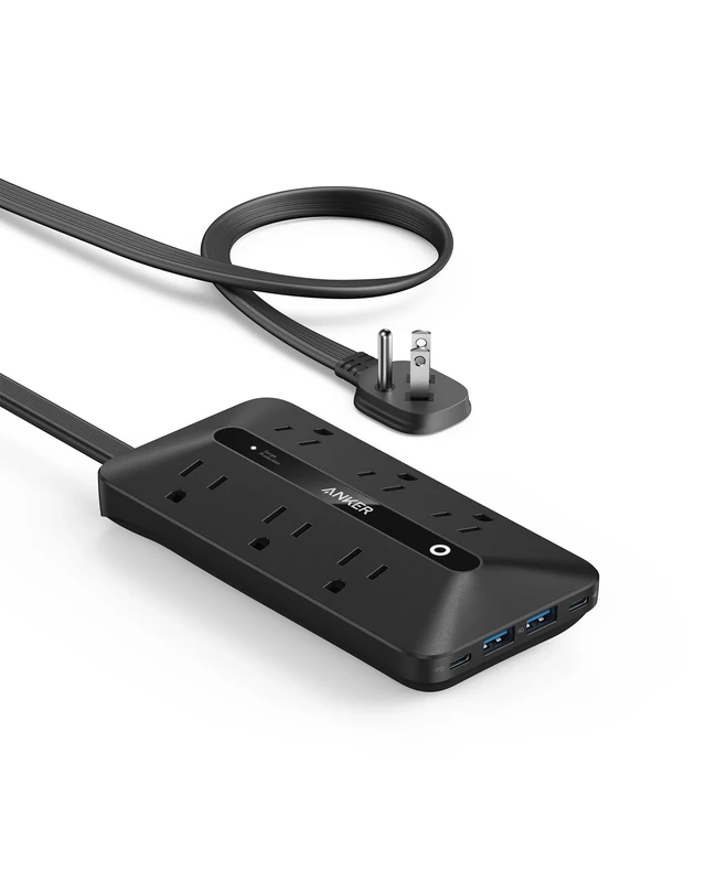 Anker 300J Flat Plug 10-in-1 Thin Power Strip - 6 AC, 2 USB-A, 2 USB-C