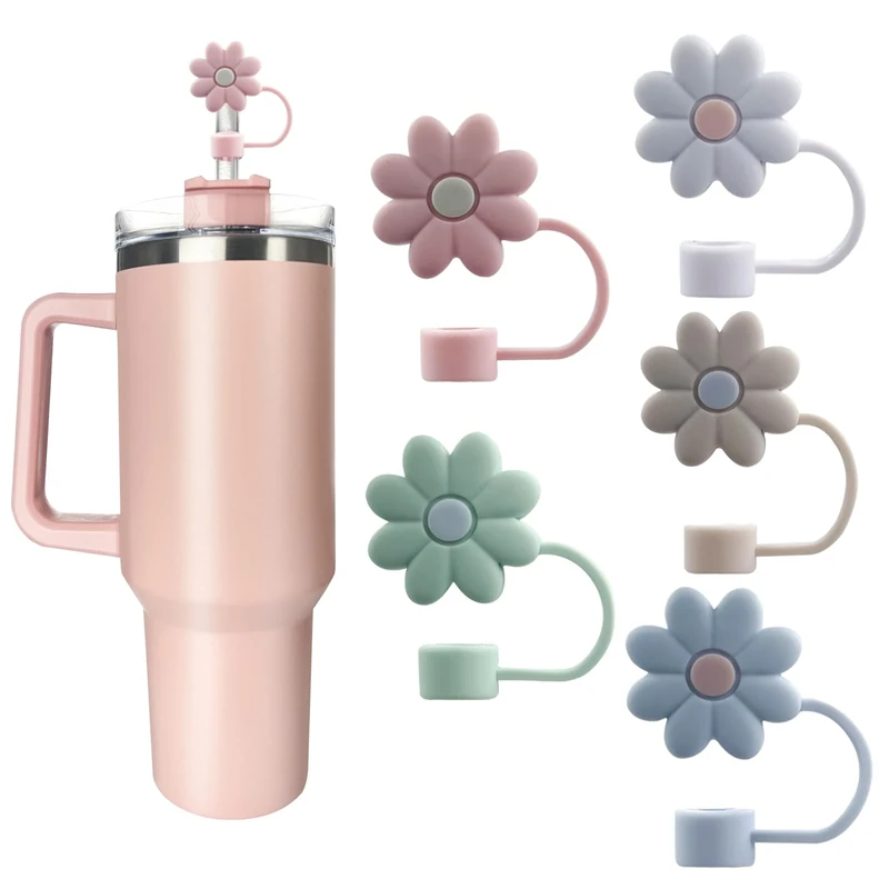 5Pcs 0.4in/10mm Diameter Silicone Straw Covers Cap Compatible with Stanley 20 30&40 Oz Cup, Straws Topper for Stanley 40 Oz Tumbler with Handle, Dust-Proof Straw Caps for Water Bottle