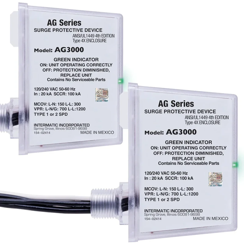 Intermatic AG3000 120/240 VAC Universal HVAC Surge Protective Device, 2 Pack - Comprehensive Surge Protection, TPMOV Technology, Watertight Enclosure - UL Listed and Reliable - Image 1
