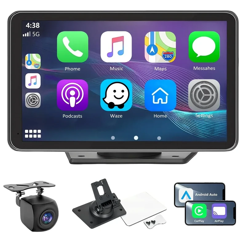 Carplay Screen for Car with Apple CarPlay/Android Auto, 7" Wireless Car Stereo, Portable Touchscreen Car Radio with Bluetooth, Backup Camera, GPS Navigation, Mirror Link,Multimedia Player All Vehicles