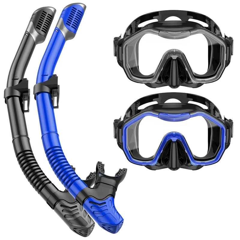 Snorkeling Gear for Adults Kids, Kwambiri Dry-Top Snorkel Set, 180°Panoramic Wide View Diving Mask Breathing Freely Snorkel Mask for Snorkeling Scuba Diving Swimming Travel