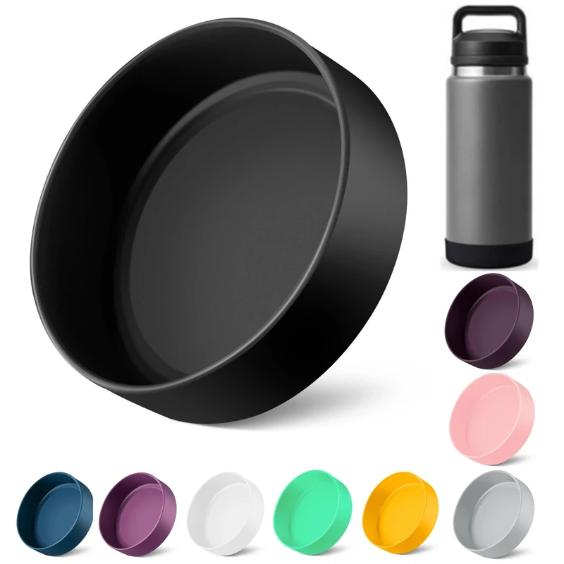 VGHNQ Silicone Bottom Boot Fits YETI Rambler 36 oz Bottles, Noise-canceling Sleeve Bumper, 9.5 cm Soft Cover Protector, Sports Water Bottle Accessories, BPA-Free and Anti-Slip, Black