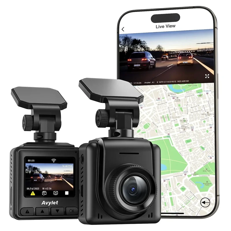 Avylet 2K WiFi Dash Cam - 1.5" IPS Screen, GPS, Parking Monitor