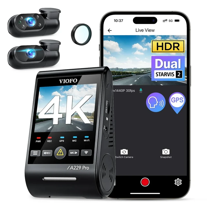VIOFO A229 Pro 3-Channel 4K HDR Dash Cam with STARVIS 2 Sensors